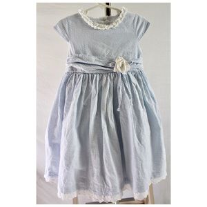 Laura Ashley Girls Size 5 Blue Seersucker Dress
